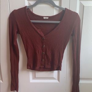 Burgundy long sleeve.